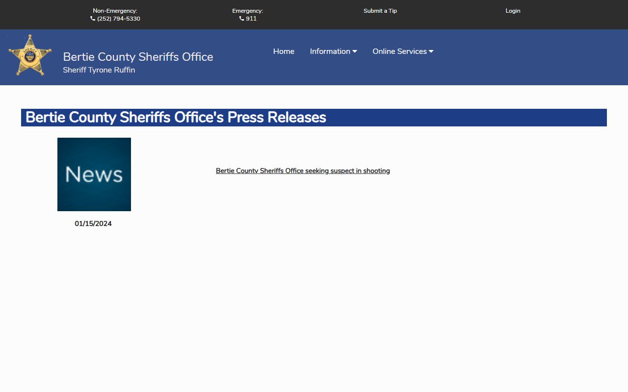 Bertie County arrest records and court charges sheriff press releases