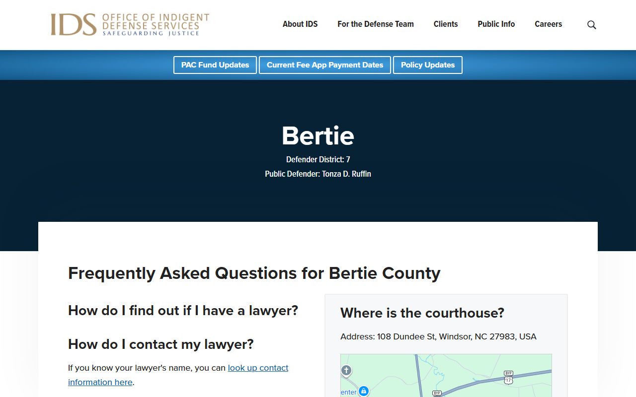 Bertie County arrest records and court charges Indigent Defense Services Bertie