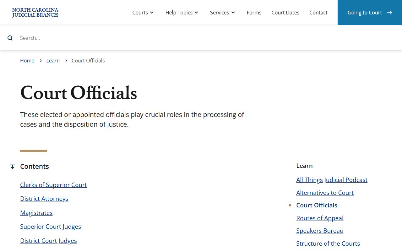 Bertie County court dockets court officials and magistrates overview