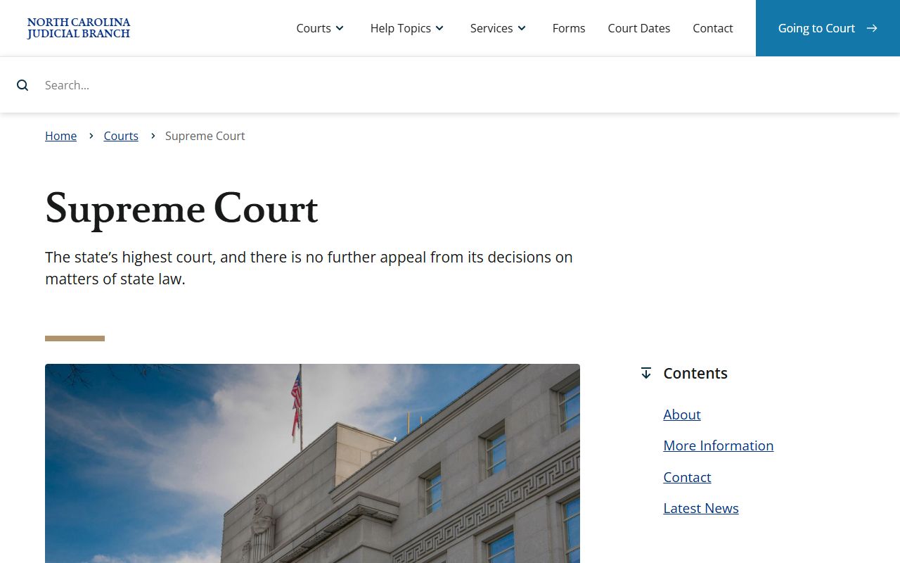 Bertie County court dockets North Carolina Supreme Court overview