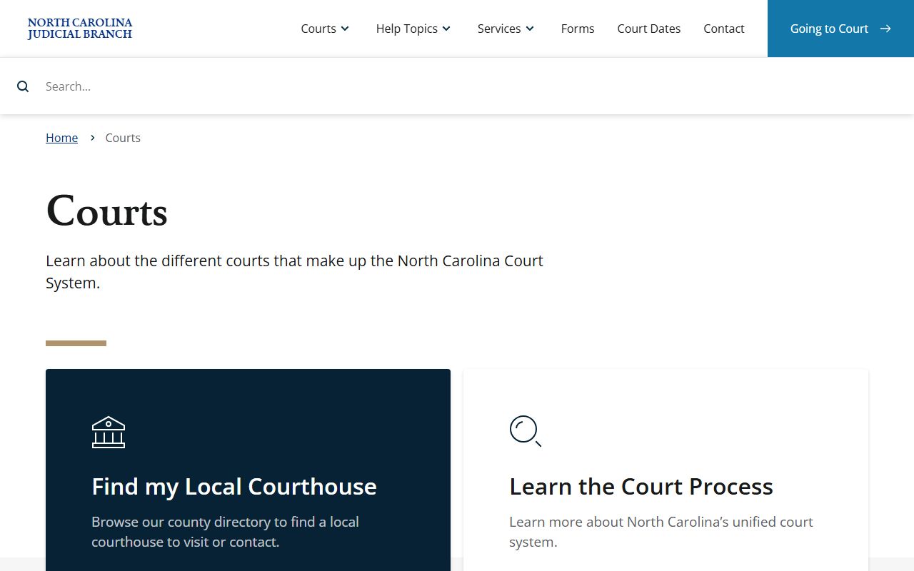 Bertie County court dockets North Carolina court system overview