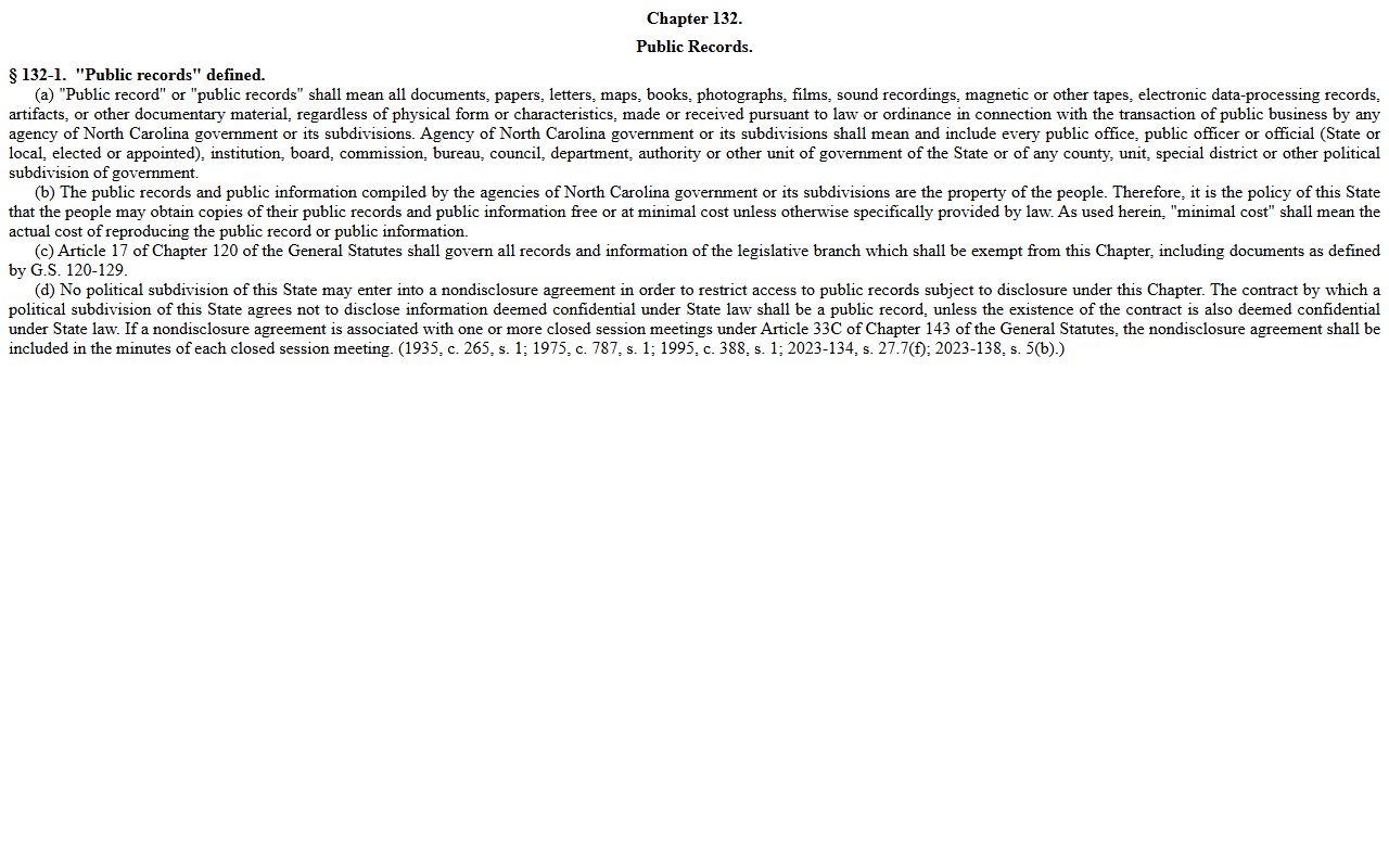Bertie County court records North Carolina public records definition
