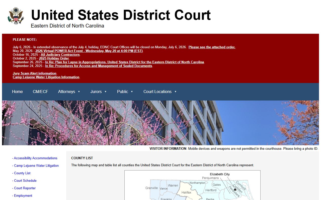 Bertie County District Court Eastern District county division list