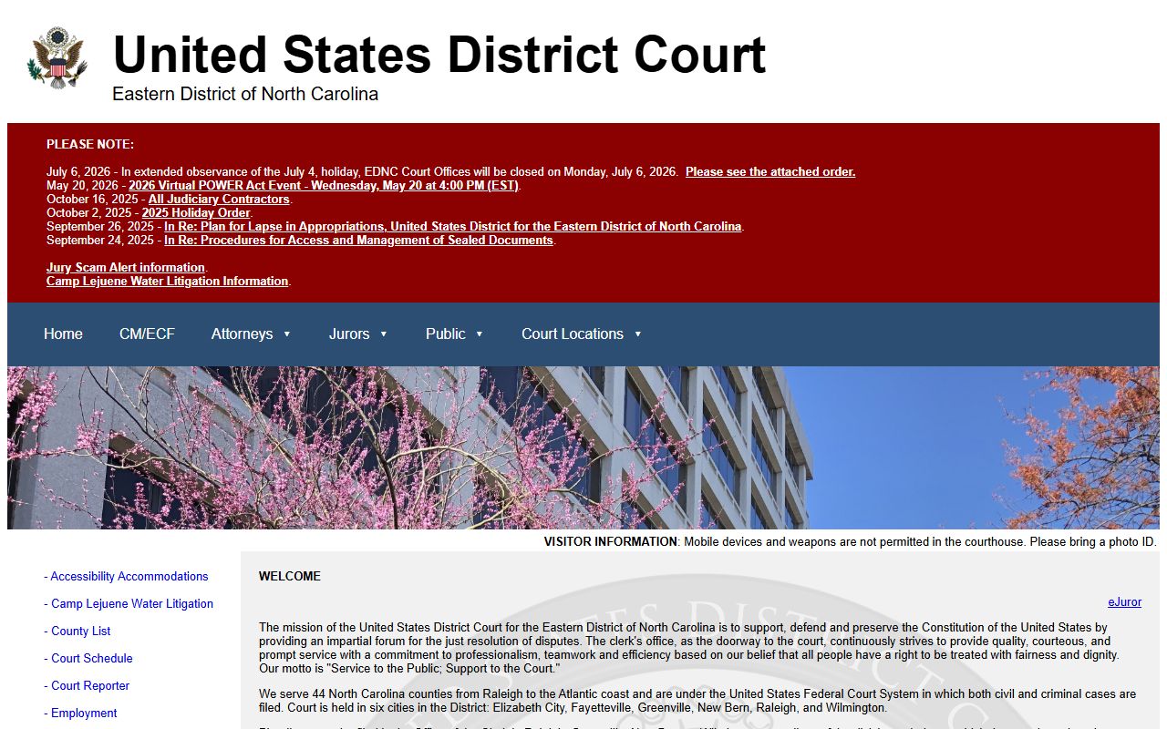 Bertie County District Court federal Eastern District court distinction