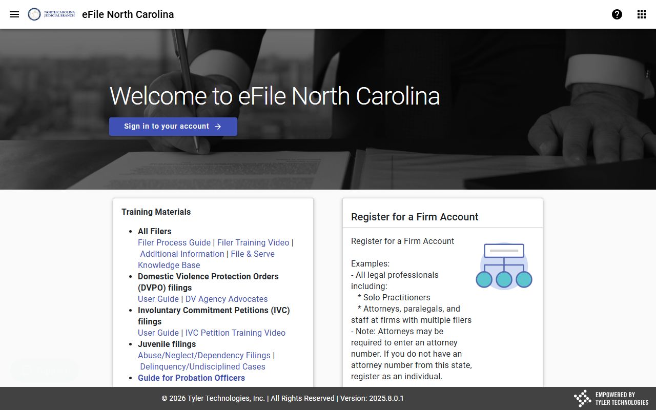 Bertie County court records File and Serve eFiling