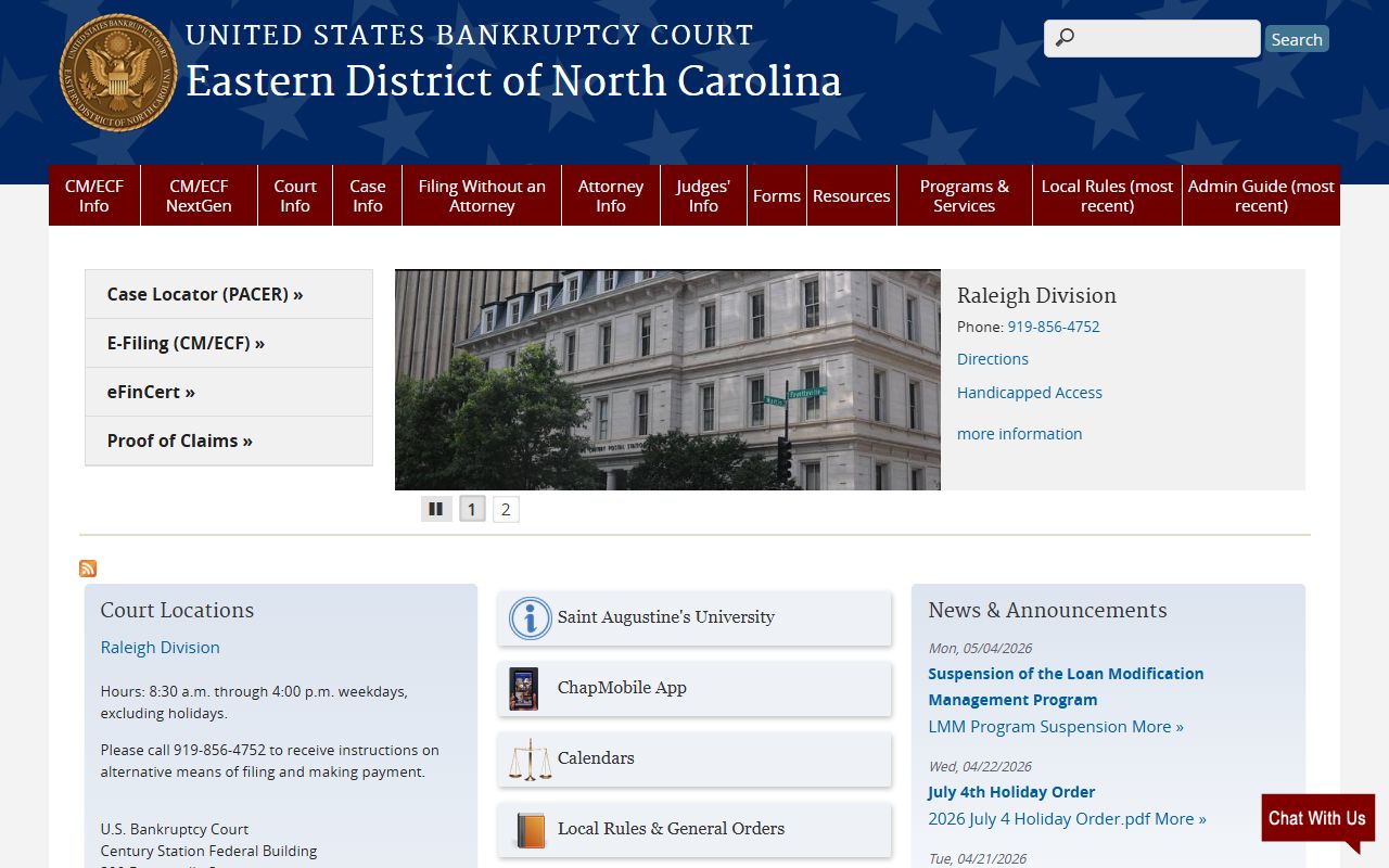 Bertie County inmate records federal bankruptcy court page