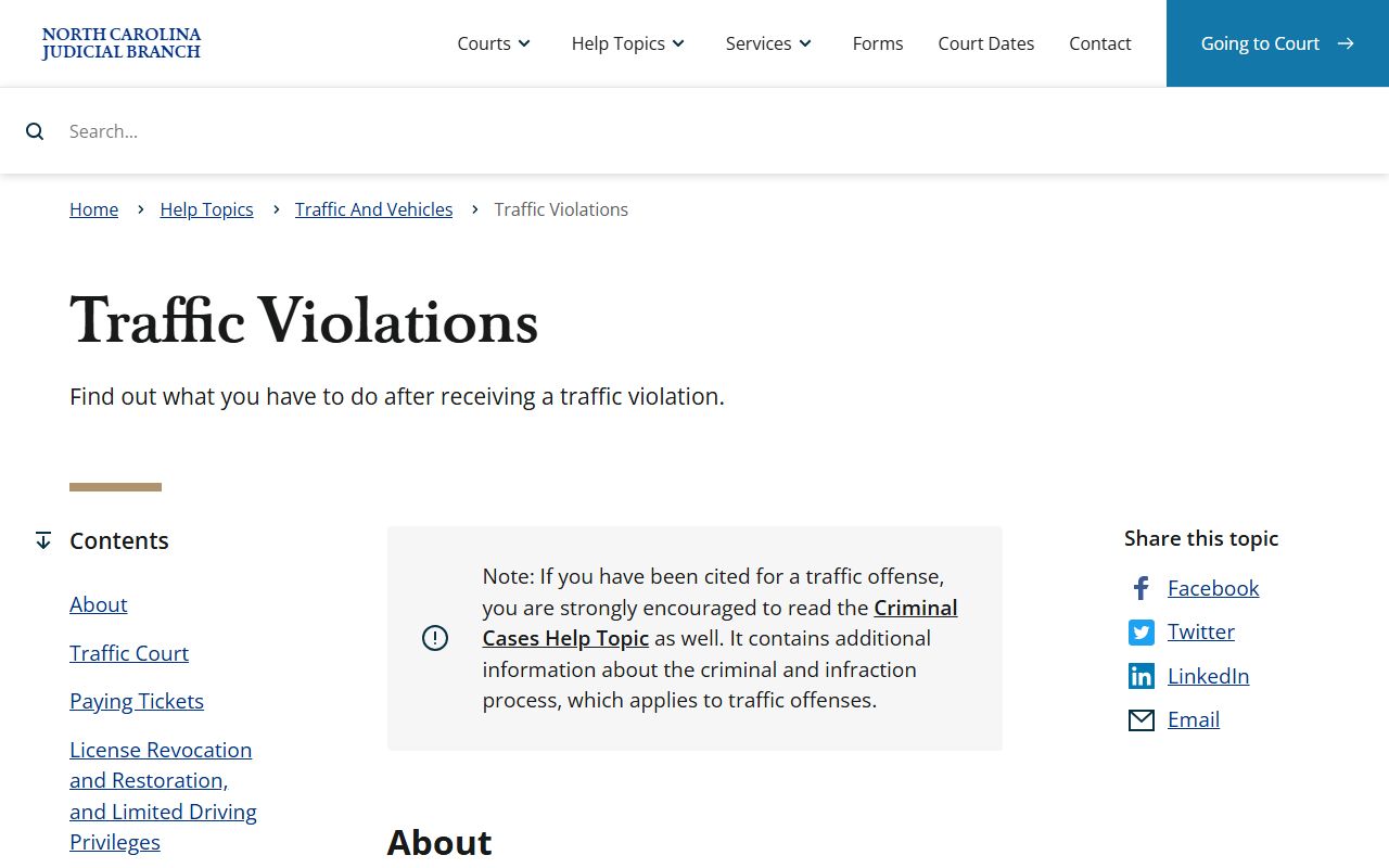 Bertie County traffic court records traffic violations help topic